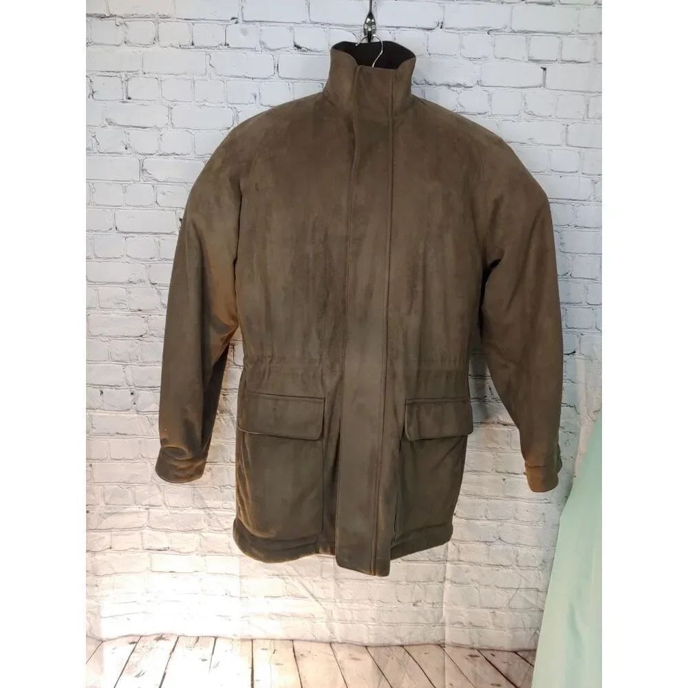 Claiborne Mens Size Medium Brown Suede Utility Jacket.